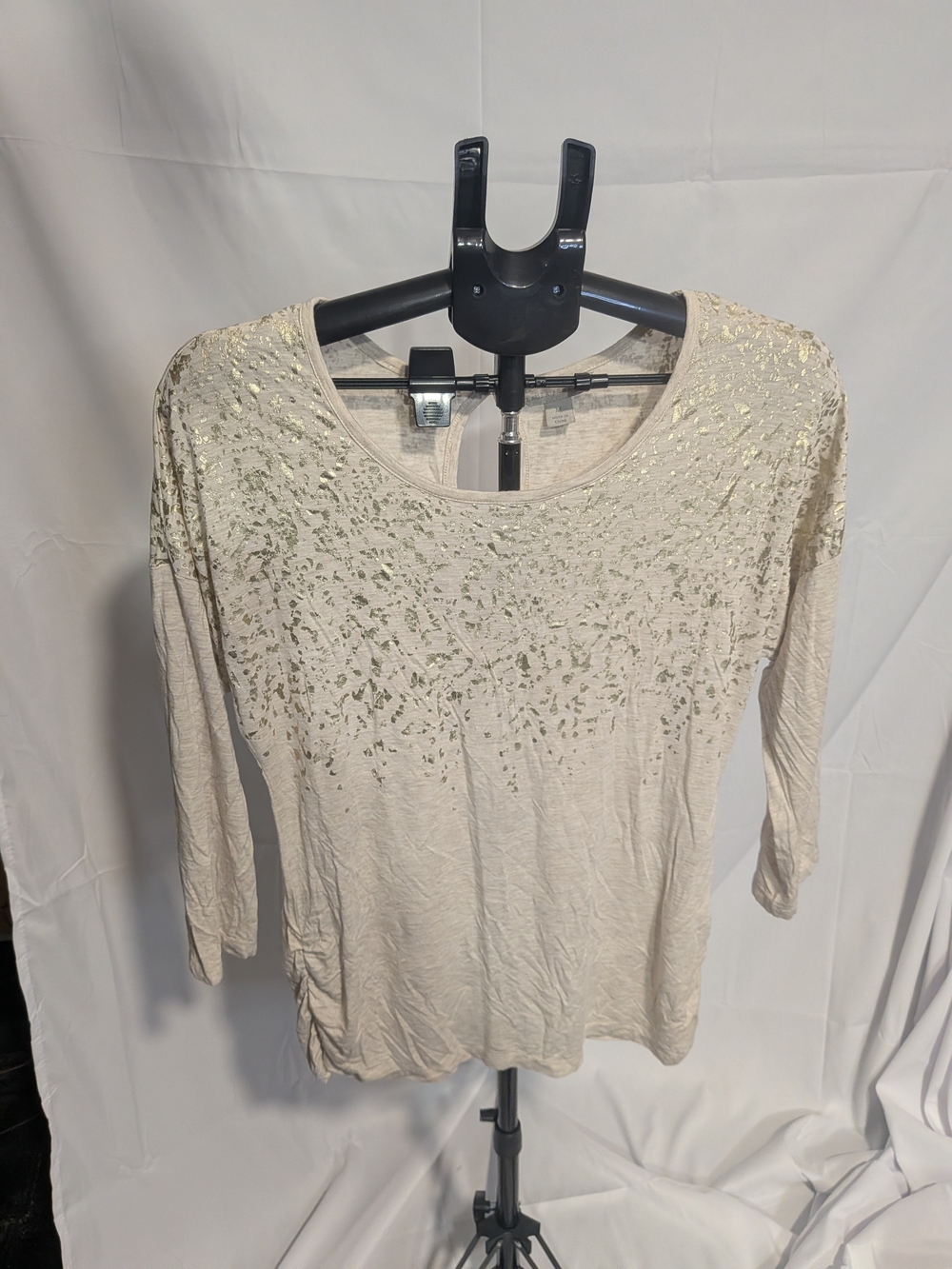 Laura Ashley Cream Long Sleeve Top with Gold Foil Detail